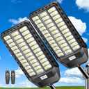 CEDIO Solar Street Light Outdoor, Plus Large Solar Lights IP67 Waterproof, LED Flood Lights Parking Lot Light Outdoor Motion Sensor with Remote Control (9500W-2PACK)