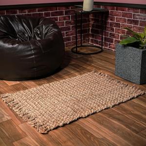 Hausattire Hand Woven Jute Rug 20"x32"- Natural, Reversible Farmhouse Boho Accent Rustic Rugs for Kitchen, Living Room, Bedroom, Entryway Rag Rug | Small Decorative Floor Rugs - 20x32 Inches (1'8" x 2'8" (Rectangular))