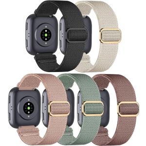 5 Pack Elastic Nylon Watch Band Compatible with Amazfit Bip 6/ Bip 5/Gtr 4/Gtr 3/Gtr 2/47mm/Balance, 22mm Elastic Watch Strap for Men and Women