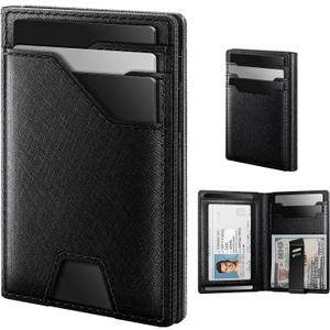 typecase Leather Wallet for Men Card Holder: Premium Genuine Leather, RFID Blocking, Slim, Minimalist, Front Pocket - 15 Cards Capacity | ID Window | Money Clip (Black)