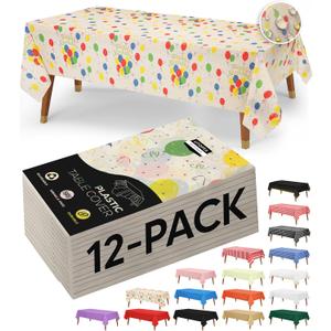 Utopia Kitchen Plastic Table Cloth Disposable (12 Pack - 54x108 Inch) Birthday Rectangle Tablecloth Waterproof Stain Resistant Party Table Cover