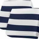 Navy Blue White Striped Southwest Couch Cushion Covers Stretch Fitted Individual Sofa Slip Covers for 2 Seat Cushion Couch Sofa Slipcovers for Sectional T Chair(2pcs, Farmhouse Stripe Modern Art)