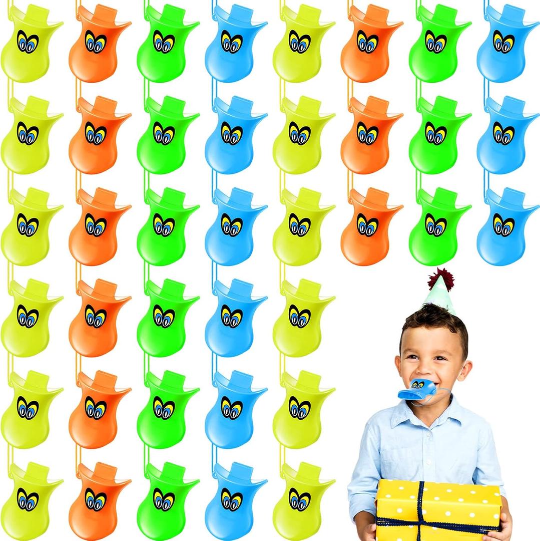 48 Pieces Multicolor Duck Call Whistles Plastic Duck Beak Whistles with Lanyard Halloween Christmas Gifts Small Whistle Bulk for Party Favors Fun Goodie Bag Fillers, 4 Colors