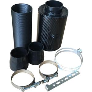 Universal Induction Pipe Hose Kit Intake Air Filter, Universal Car 3" Carbon Fibre Cold Air Filter Feed Enclosed Intake Induction Pipe Hose Kit