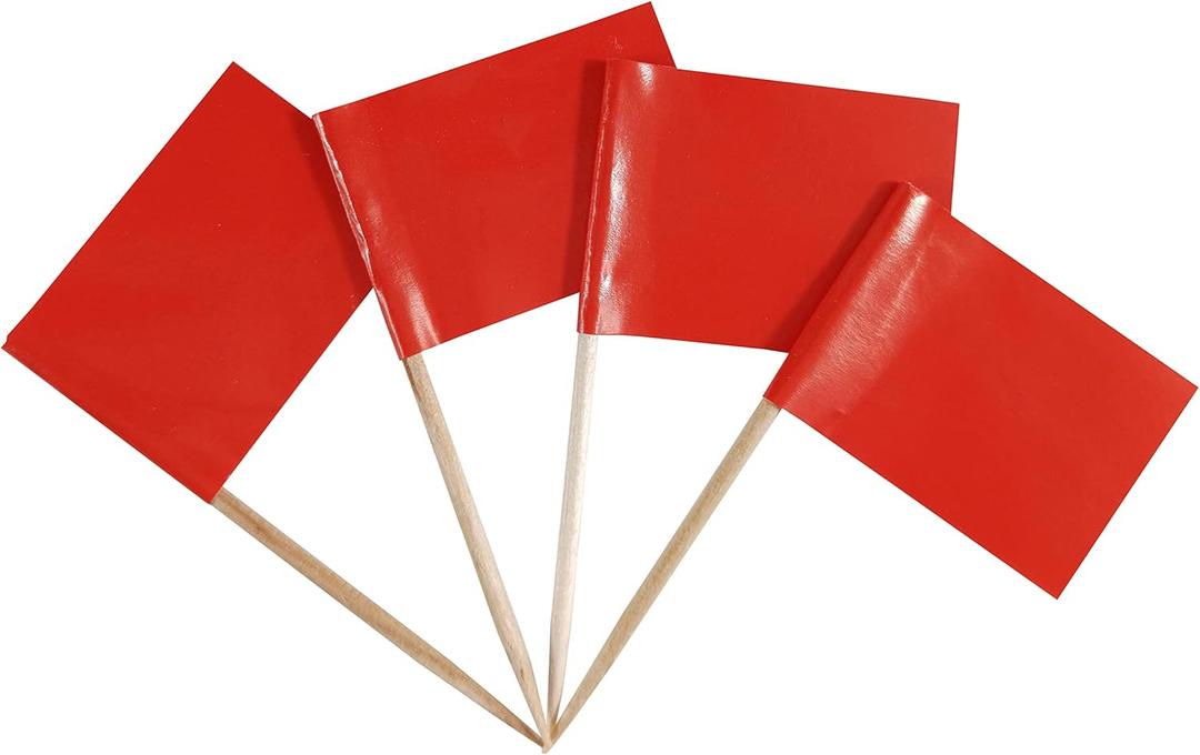 5 x QQSD Solid Red Toothpick Flag DIY Blank Flag Small Mini Plain Red Cupcake Topper Flags, 100 pcs