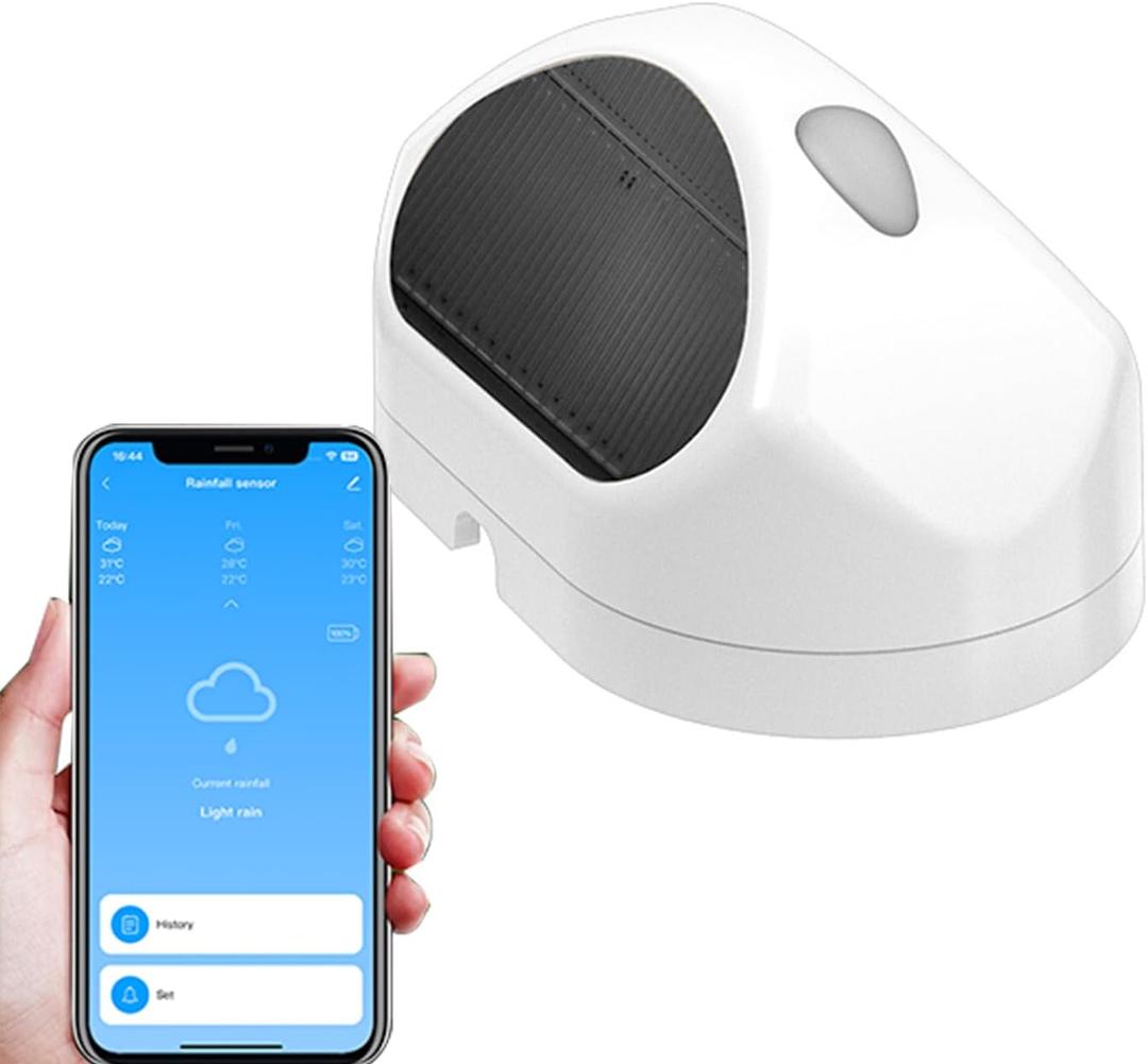 Wireless Rain Sensor Smart Rain Gauge, 45M Range IP65 Waterproof Rainfall Detector with 180/90 Mounting for Rain Gauge Outdoor, Work with app