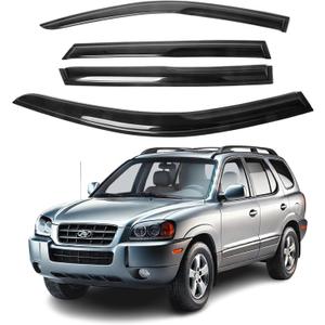 Compatible with Hyundai Santa Fe 2007 2008 2009 2010 2011 2012 - ZH Window Rain Guards -2mm Thick Tape-On Premium Wind Deflectors for Front and Rear Windows, Durable & Sleek Design, Set of 4