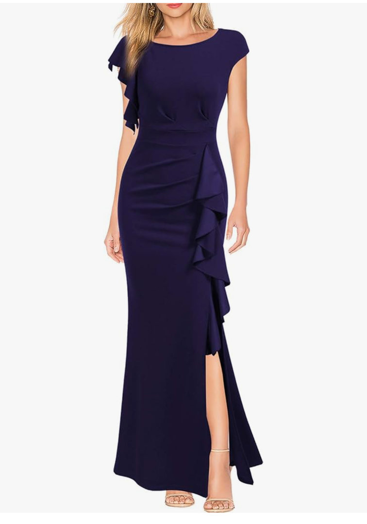 WOOSEA Women's Split Bodycon Mermaid Evening Cocktail Long Dress, XL