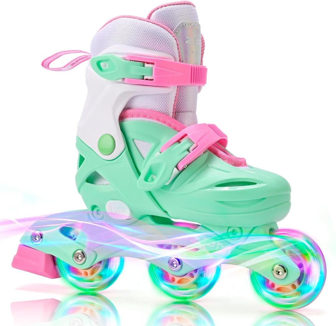 2PM SPORTS Inline Skates for Kids Girls Boys Ages 4-8 6-12 with Light Up Wheels, Adjustable Kids Roller Skates Blades for Youths Beginners