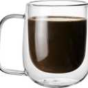 Little World Glass Coffee Mug, 8.5 oz Double Walled Insulated Cup Heat-resistant for Tea Coffee Latte Cappuccino Espresso Iced Tea Dishwasher & Microwave Safe, Set of 1 (Round)