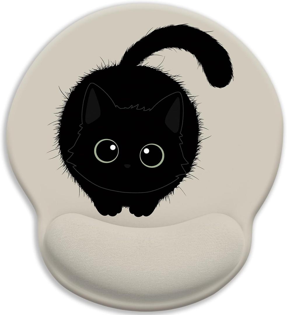 LIMKRIAN Cat Lovers Ergonomic Mouse Pad with Wrist Rest, Mouse Pads for Desk, Gaming Mouse Pad with Wrist Support, Funny Mousepad with Non-Slip Pain Relief PU Base, Cute Office Desk Accessories Decor