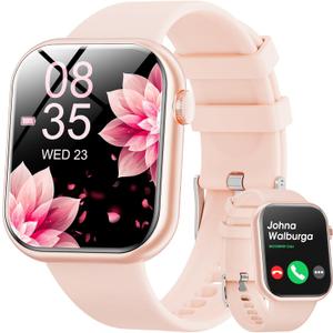 Smart Watches for Women with Android Samsung iPhone Compatible[Calls/Answer] 1.85" Smartwatch with Sleep/Heart Rate Monitor,100+ Sports Fitness Tracker,Pedometer for Steps Miles (Pink)