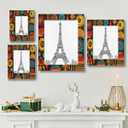 Ethnic Pattern 8x10 Picture Frame African Print Wood Photo Frames Display Photos 7x9 with Mat or 8x10 Without Mat for Wall Mounting or Tabletop Display for Home Gallery Decor