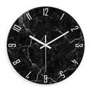 Constantplanet Black Wall Clock for Bedroom Glass Modren Wall Clock Battery Operated 14 Inch Analog Wall Clock Non Ticking