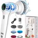 Electric Spin Scrubber, Cordless Shower Scrubber Handheld Electric Spin Scrubber for Cleaning with Display IPX7 Waterproof, Electric Cleaning Brush with 7 Replaceable Heads for Kitchen Tub Tile Sink