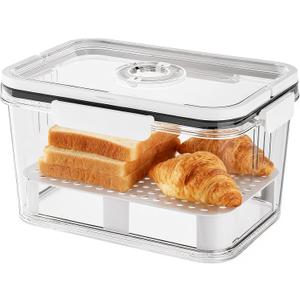 peatend Bread Box for Kitchen Countertop | Airtight Bread Storage Container with New Upgrade Time Recording Lid  Bread Keeper for Homemade Bread, Donuts, Bagels, Toast, and Cookies (White-Small)