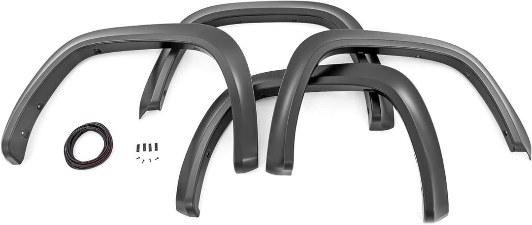 Rough Country Sport Fender Flares for Toyota Tundra (2022-2025) - 6" Flare Height, Paintable Flat Black ABS, UV-Protected, No-Drill Install