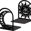 Sun Moon Metal Bookends for Shelves, High-end and Classy Book Ends for Bookshelf Decorative Books, Book Ends for Heavy Books Used for Home Office Desk Organizer and Library Decor