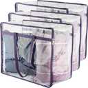 Clear Vinyl Zippered Storage Bags (3Pack) 40L Sturdy Storage Bags for Sweaters, Blankets, Comforters, Bedding Sets and Much More! (Gray, 18x15x9)