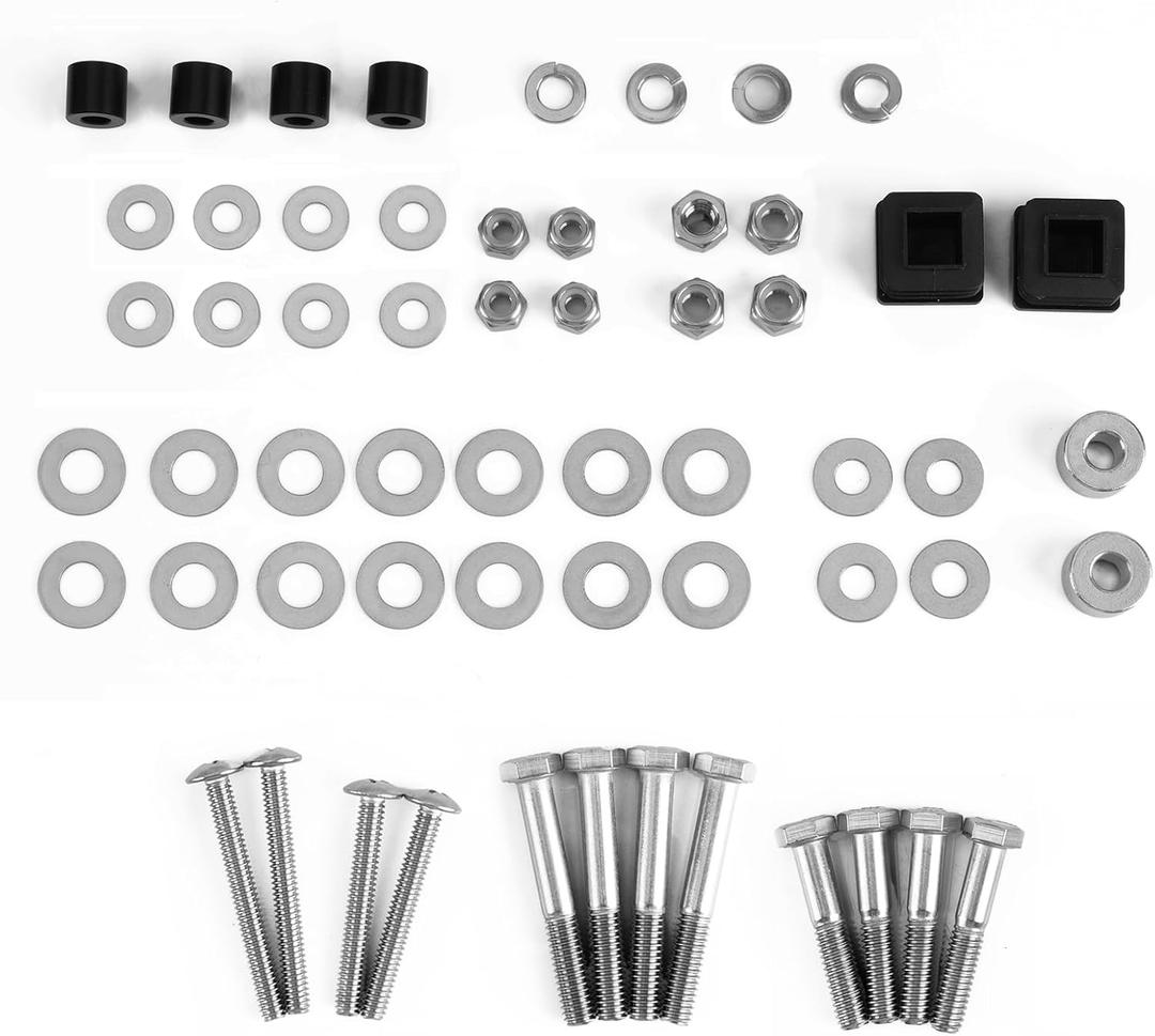 Golf Cart Suntop Hardware Kit, Front Top Strut Stainless Steel Screw Bushings Repair Kit for 1994-2013 EZGO DCS/PDS/TXT/Medalist 2-Seater Model, OEM#75465-G01