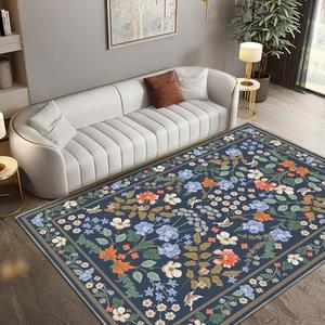 Azadx Living Room Rug 8x10 Rug Washable Area Rug Floral Rugs with Rubber Backing Non-Slip Large Rugs for Living Room, Bedroom, Farmhouse, Dining Room