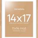 Homeforia 14x17 Natural Oak Wood Picture Frame with 11x14 Mat, Tempered Glass, Wall Hook Included