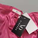 VIDUSSA Women's Off Shoulder Silk Tops Casual Short Sleeve Asymmetrical Neck Satin Blouse Shirts Large