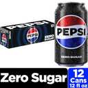 Pepsi Zero Sugar Cola Soda, 12 Fl Oz Cans (Pack of 12) (EXP 03/30/26)