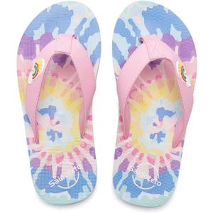 Saidoteto Boys Girls Flip Flops Child Summer Slip-on Thong Sandals Beach Pool Water Shoes(Little/Big Kid) (Blue/Pink), 2-3