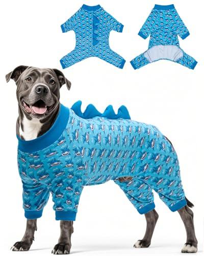 CuteBone Shark Costume Dog Pajamas, Stretchy Spandex Crystal Velvet Sleepwear Coat for Small Dogs, Soft & Warm Pet Outfit Clothes for Cold Weather, Cozy Pullover Design COSP07XXL (XXL)