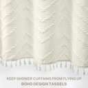 Siiluminisoy Extra Long Boho Shower Curtain Woven Fabric 84 in Cream Shower Curtain, 72 x 84, Tufted Chevron Striped Modern Chic Textured Minimalist Bathroom Shower Curtains