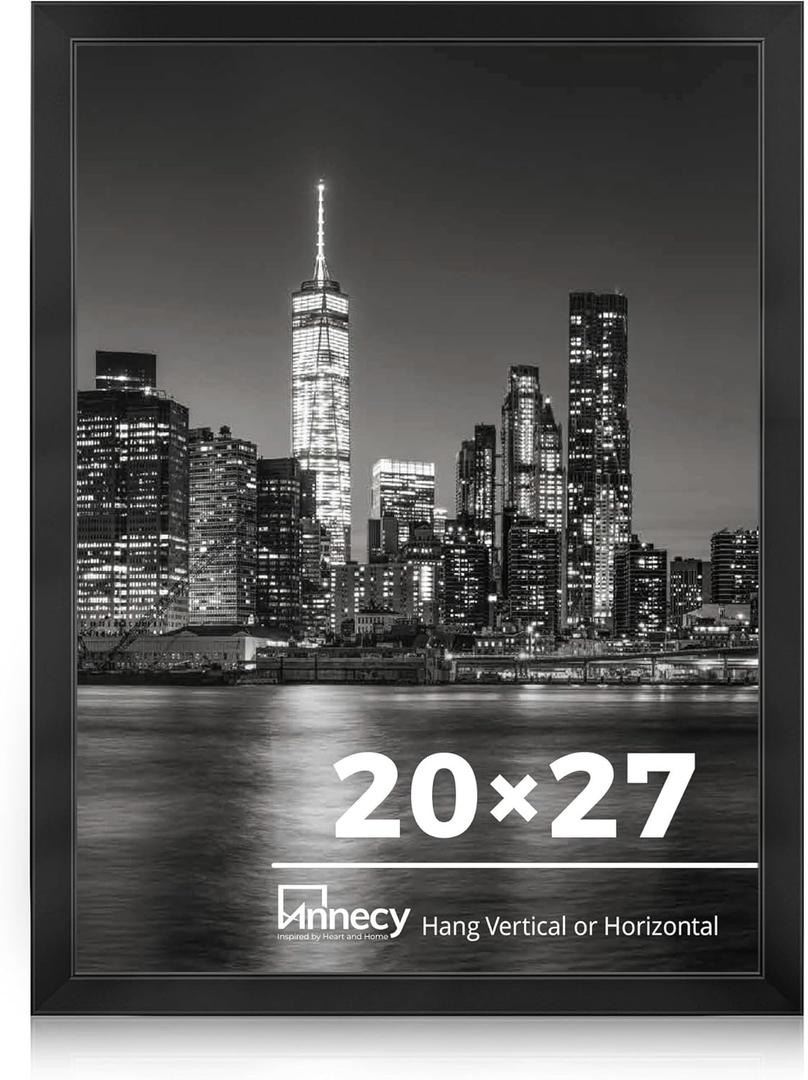 Annecy 20x27 Picture Frame Black1 Pack, 20 x 27 Picture Frame for Wall Decoration, Classic Black Minimalist Style Suitable for Decorating Houses, Offices, Hotels