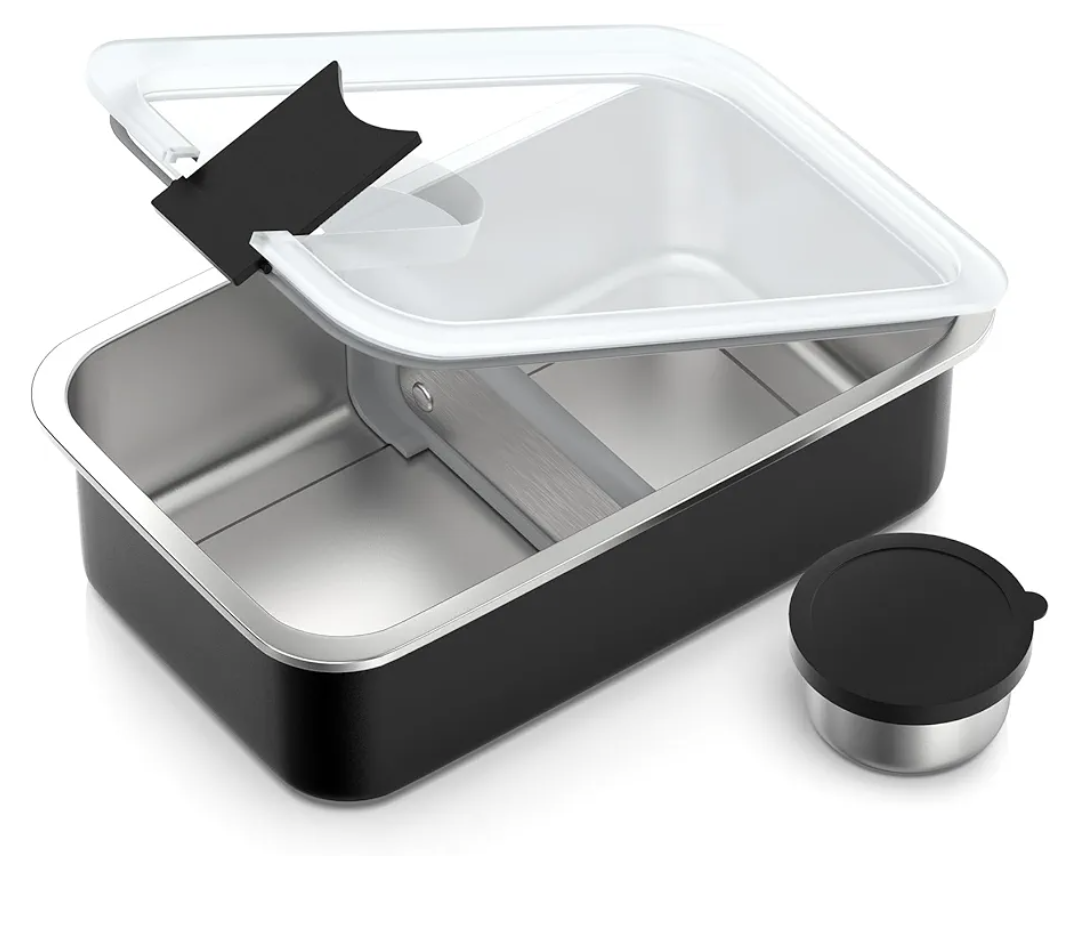 Stainless Steel Bento Lunch Box for Adult, 42oz Leak-Proof Lunch Box Containers, Microwave-Safe, with Adjustable Divider, Convenient Metal Lunchbox for Work, Travel