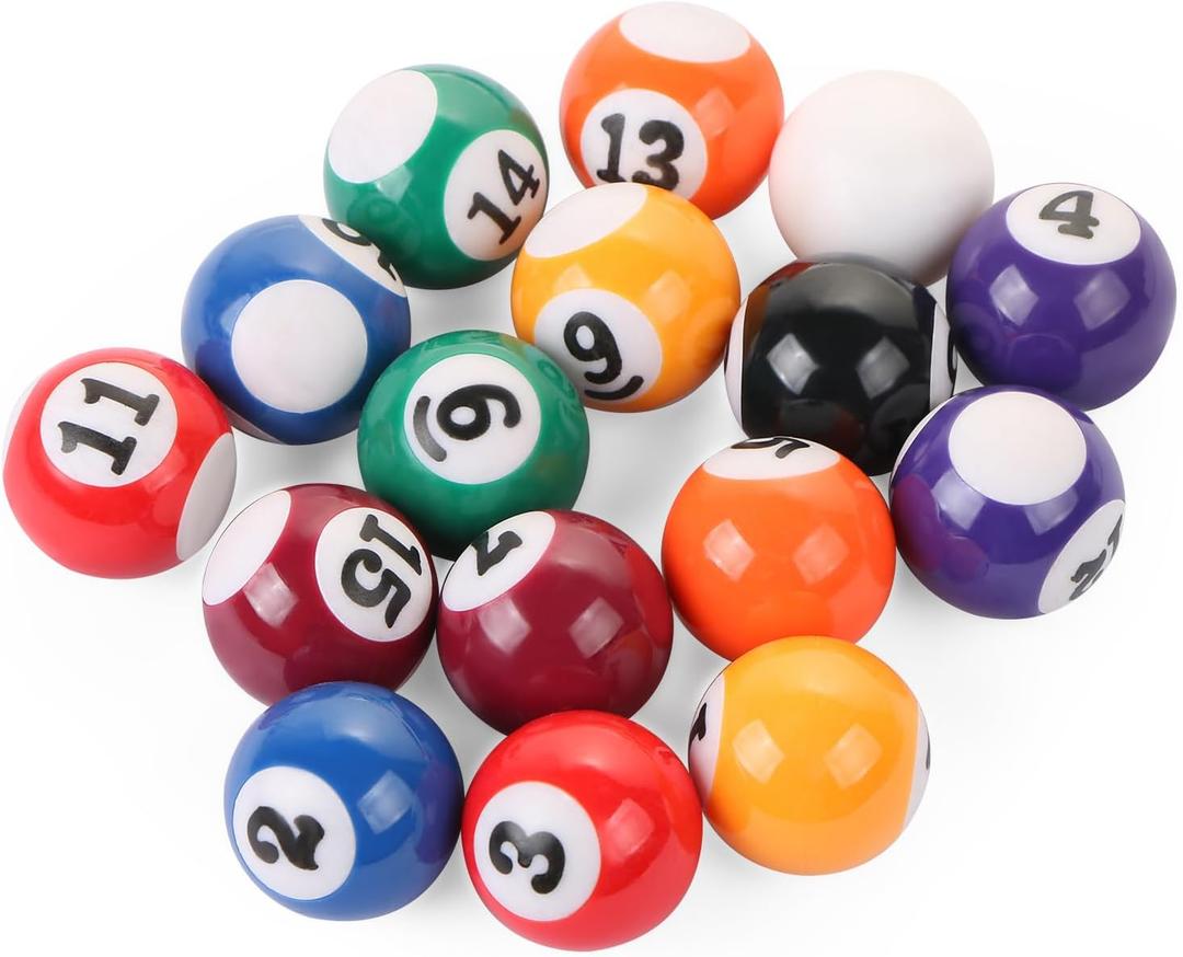 16-Piece Mini Billiard Balls Set 25mm (0.98") Small Pool Balls for Table Games, Travel & Family Fun