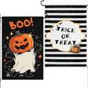 3 x Halloween Garden Flag,12x18 Double Sided Halloween Flags for Outside, with 2 Different Designs Front and Back,Small Burlap Flags for Yard and Garden Decor