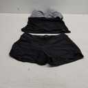 Women Tankini Swimsuits with Shorts - Two Piece Tummy Control Bathing Suits Top with Two Pockets Bottom Swimwear (Large, Black Stripe)