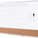 Amazon Basics 24" x 36" Monthly Whiteboard Calendar with Cork Board, Wall Mounted, Easy to Install, Silver Aluminum Frame, Erasable Planning Organization