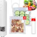 UNICCA Compact Vacuum Sealer for Food, Magnetic Back, 60kPa Powerful Handheld Vacuum Sealer with 20 Reusable Bags & 1 Vacuum Roll Bags