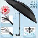 2 Pack 48.6" Double Canopy Umbrella with Clamp, UPF50+ Beach Chair Umbrella with Clip, 360Adjustable Portable Outdoor Wheelchair, Patio, Golf Carts,CampingBlack