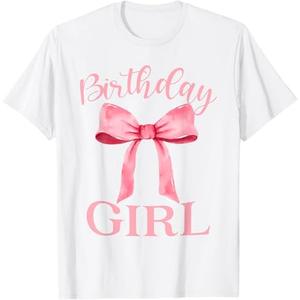 Birthday Girl Pink Coquette Aesthetic Bow Girly Y2K Women T-Shirt, Size L
