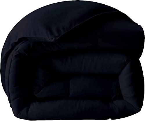 Luxurious Solid Black Alaska King Size Comforter 500 GSM for All Season Light Weight Fluffy Microfiber Fill - Box Stitch Quilted 600 TC Organic Cotton Cover - Duvet Insert for Alaska King(120"X120")