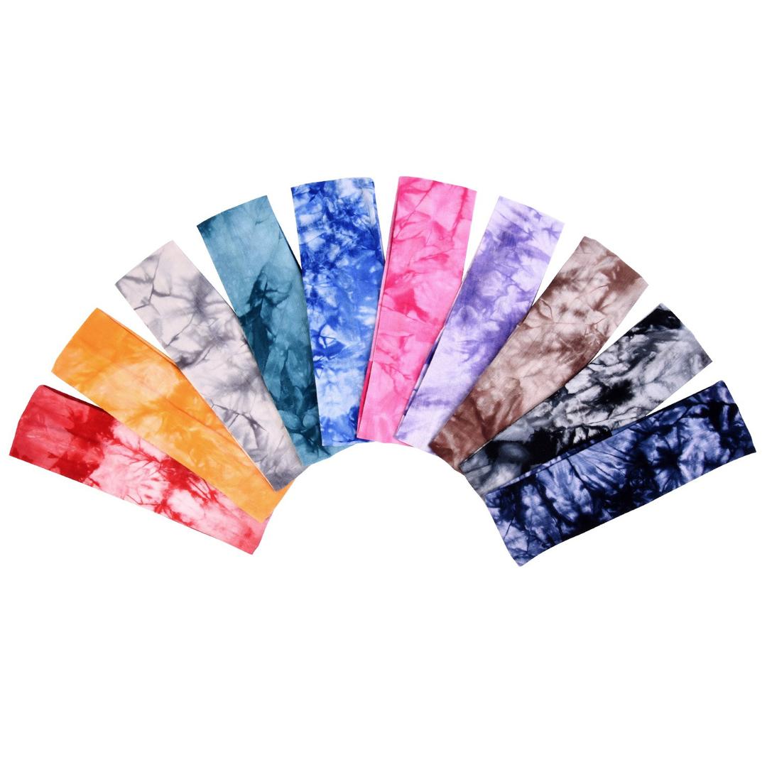 Tie Dye Headbands Stretch Headbands Elastic Yoga Hairband for Teens Girls Women Adults, Assorted Colors, 10 Pieces 