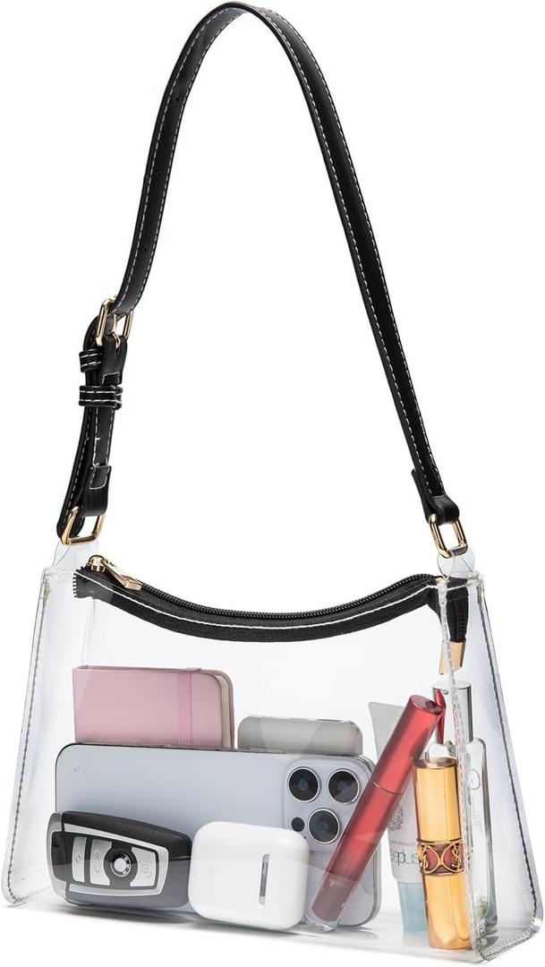 Wuflyover Clear Bag for Stadium Events - Adjustable Strap Clear Shoulder Bag for Concerts & Sports, Game Day Approved (Medium)