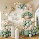 146Pcs Neutral Balloon Arch Kit, Sage Green Balloon Arch Kit with Green Nude White Balloons for Wedding Birthday Baby Shower Decorations