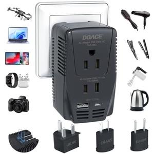 Upgraded 2000W Voltage Converter US to Europe, 220V to 110V Converter for European Travel for Hair Dryer Straightener, 2300W Travel Power Adapter with PD Charger for Laptop Tablet Camera Cell Phone