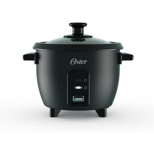Oster Rice Cooker, 6 Cup Cooked (3 Cup Uncooked), Electric Rice Maker, Compact Size for Family Meals & Sides, Automatic Keep Warm, Nonstick Inner Pot, Black