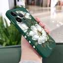 for iPhone 14 Pro Case, Flower Creativity Pattern Design Soft Silicone Slim Shockproof Phone Cover for iPhone 14 Pro, 6.1 inch, Cotton Green