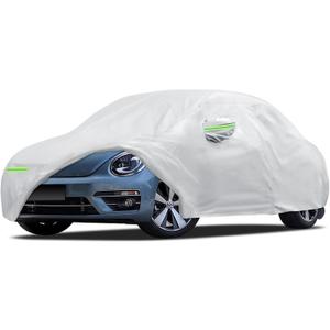Car Cover Custom Fit for Volkswagen Beetle 2 Door 1998-2019, Migaven Waterproof Full Exterior Cover Sun Rain Protection with Door Zipper and Cotton Lining (Silver)