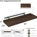 Wood Floating Shelves for Wall 36 x 8x 1.4 Shelf Floating Rustic Farmhouse Decor, Heavy Duty Shelf Hold 80 lbs, Wall Shelves for Bathroom Living Room Kitchen Bedroom Office, 2 Packs Walnut