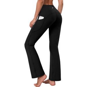 BUBBLELIME 29"/31"/33"/35"/37" 3 Styles Women's High Waist Bootcut Yoga Pants Basic/Side Pockets Tummy Control Workout Flared (X-Large)